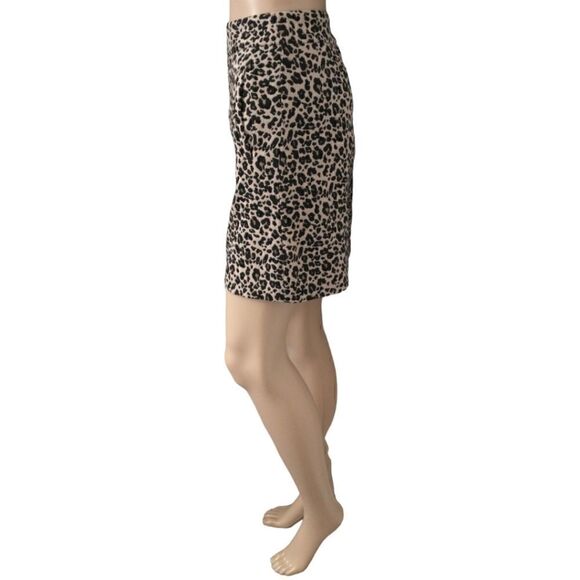 Loft Mini Skirt 0P Pointe Knit A Line Animal Print Pocket Cheetah Stretch Petite - Picture 7 of 16